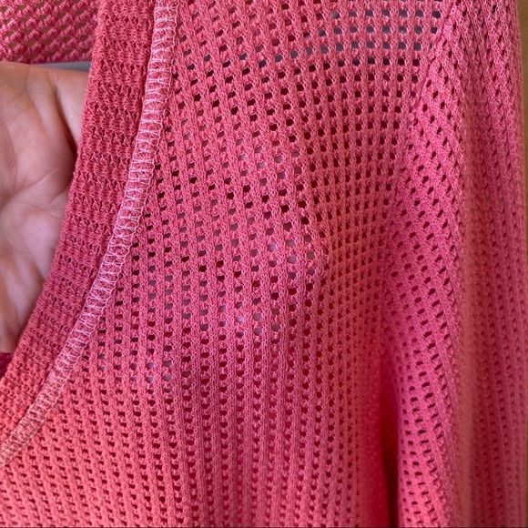 XCVI Assymetrical long Sleeve Hot Pink Mesh Blouse V neck Top - Picture 5 of 11